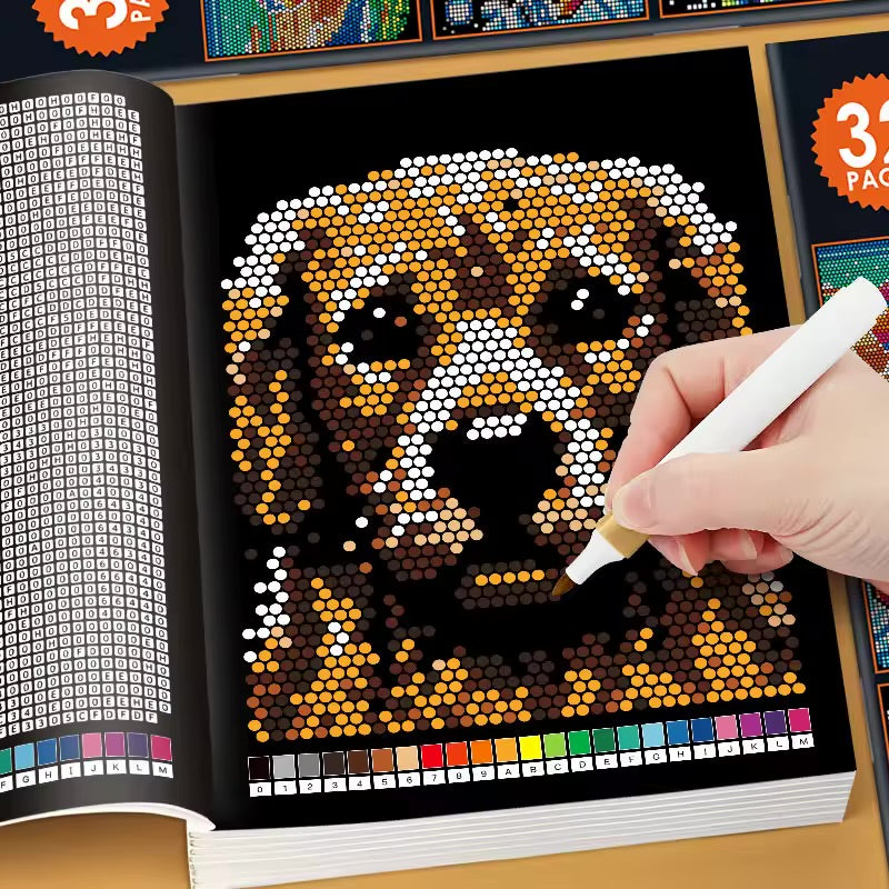 Mystery Mosaics – Color by Number Ausmalbuch (32 Seiten)